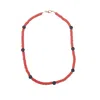Way To Chic Women's Orange / Black Unisex Beaded Summer Necklace – Orange Polymer With Black Lava Beads In Multi