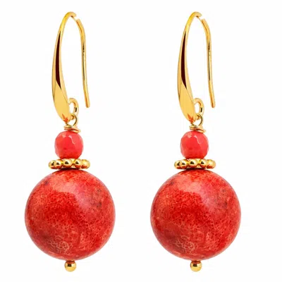 Way To Chic Women's Orange Jasper & Coral Earrings