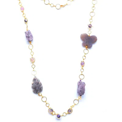 Way To Chic Women's Pink / Purple One Of A Kind Amethyst & Agate Chain Necklace