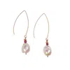 Way To Chic Women's Pink / White / Gold Baroque Pearl Earrings With Pink Agate In Gold