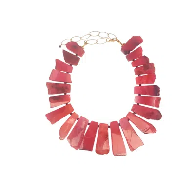 Way To Chic Women's Red Agate Statement Necklace