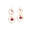 Way To Chic Women's Red / Gold Red Agate Earrings On Gold Plated Circles