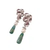 Way To Chic Women's Silver / Green Silver Cascade Earrings With Pearl And Green Agate Drops