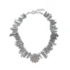 Way To Chic Women's Silver Quartz Necklace With Crystal Brooch Pendant In Silver