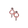 Way To Chic Women's Silver / Yellow / Orange Quartz And Coral Earrings On Silver Plated Studs