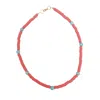 Way To Chic Women's Unisex Beaded Summer Necklace – Orange Polymer With Jade Beads In Orange