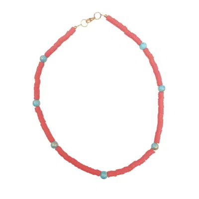 Way To Chic Women's Unisex Beaded Summer Necklace – Orange Polymer With Jade Beads