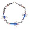 Way To Chic Women's White / Blue / Neutrals Dragonfly Necklace With Glass & Lapis Lazuli