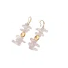 Way To Chic Women's White / Gold Crystal Quartz Earrings With Gold Plated Elements