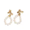 Way To Chic Women's White / Gold Delicate Bridal Earrings With White Coral