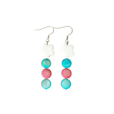 Way To Chic Women's White / Pink Colourful Shell Earrings In Multi