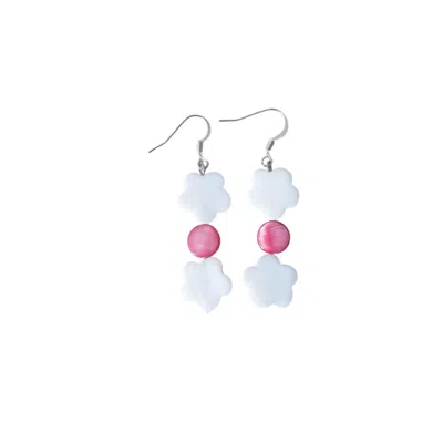 Way To Chic Women's White / Pink Pink Shell Earrings In Multi