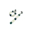 Way To Chic Women's White / Silver / Green Asymmetrical Earrings With White Shell & Moss Agate Stones