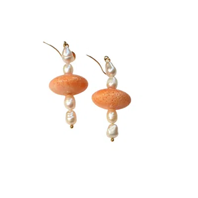 Way To Chic Women's White / Yellow Large Coral & Freshwater Pearl Earrings In Multi