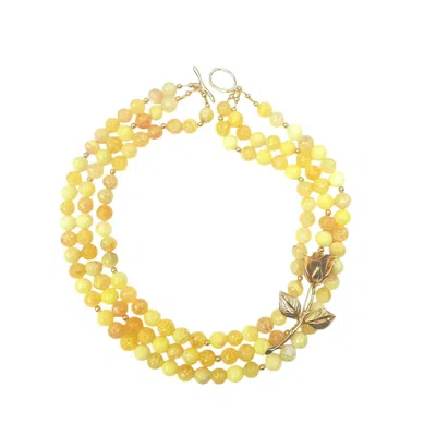 Way To Chic Women's Yellow / Gold Yellow Agate Statement Necklace – Unique Wearable Art With Repurposed Vintage 