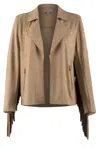 Way Women's Fringe Jacket In Tan In Multi