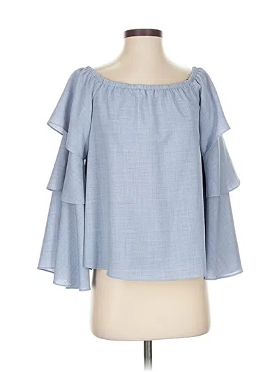 Pre-owned Wayf 3/4 Sleeve Blouse In Blue