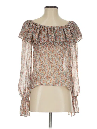 Pre-owned Wayf 3/4 Sleeve Blouse In Brown