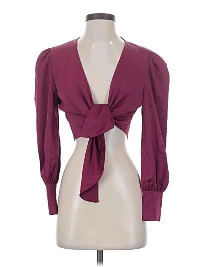 Pre-owned Wayf 3/4 Sleeve Blouse In Burgundy
