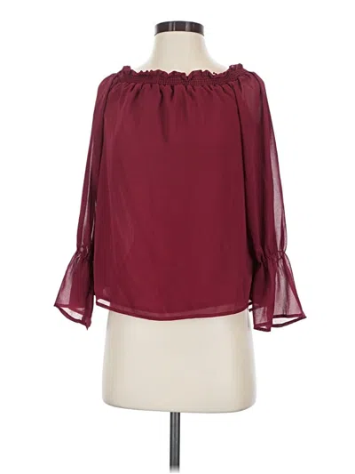 Pre-owned Wayf 3/4 Sleeve Blouse In Burgundy