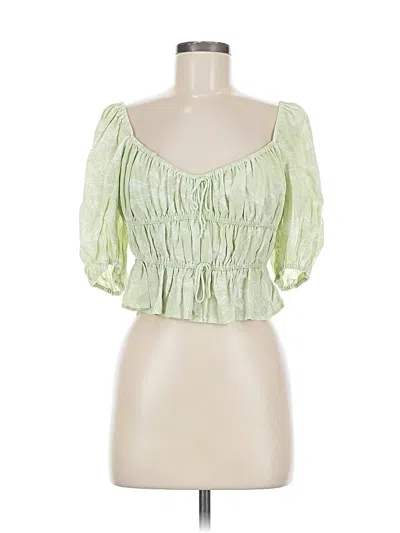 Pre-owned Wayf 3/4 Sleeve Blouse In Green