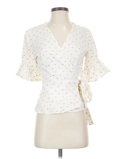 Pre-owned Wayf 3/4 Sleeve Blouse In Ivory