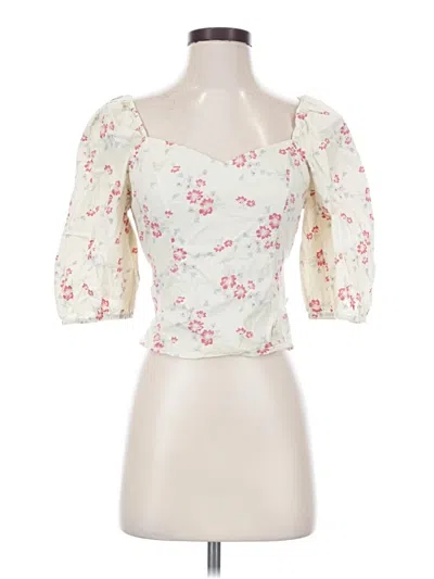 Pre-owned Wayf 3/4 Sleeve Blouse In Ivory