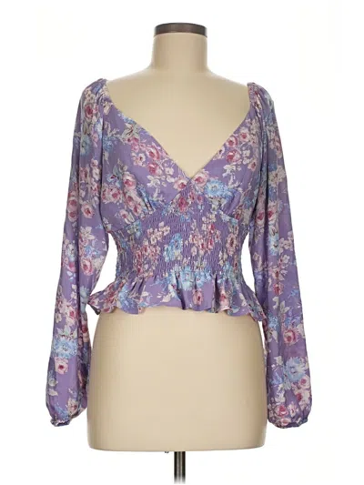 Pre-owned Wayf 3/4 Sleeve Blouse In Purple