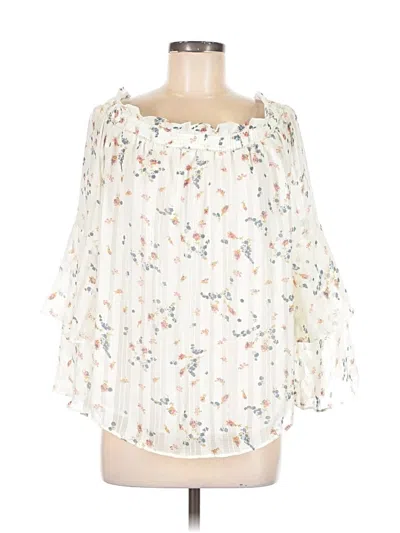 Pre-owned Wayf 3/4 Sleeve Blouse In White