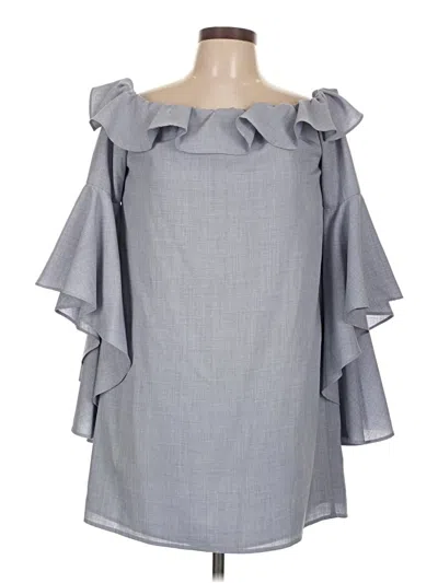 Pre-owned Wayf 3/4 Sleeve Top Gray Ruffles Neckline Tops