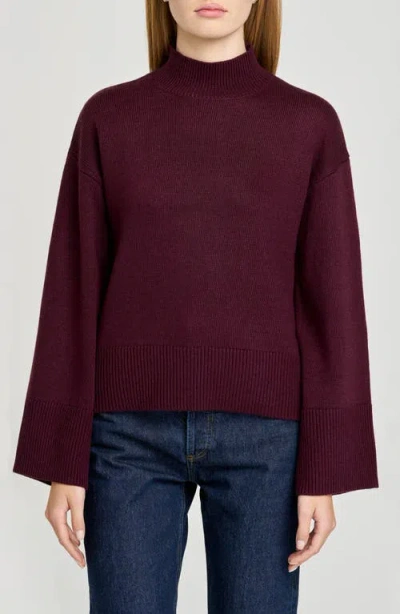 Wayf Addison Mock Neck Sweater In Burgundy