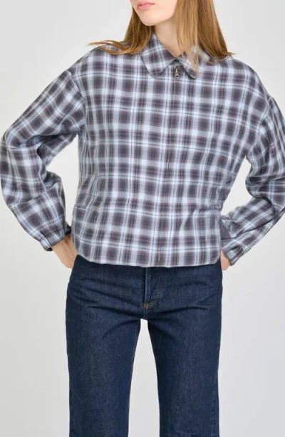Wayf Adeline Plaid Bomber Jacket In Blue