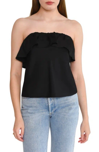 Wayf All Yours Ruffle Strapless Top In Black