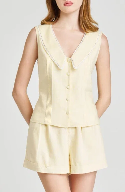 Wayf Allie Lace Detail Linen Blend Top