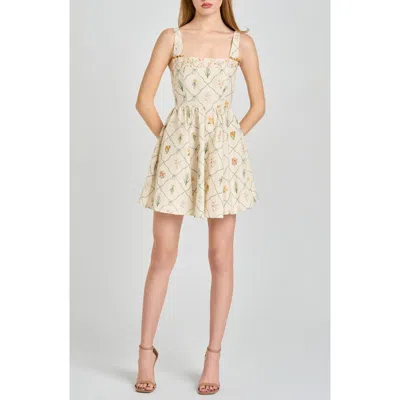 Wayf Amelia Floral Print Linen Blend Sundress In Ivory Botanical