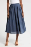 Wayf Amelie Pleated Cotton Midi Skirt