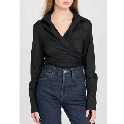 Wayf Amelie Wrap Shirt In Black