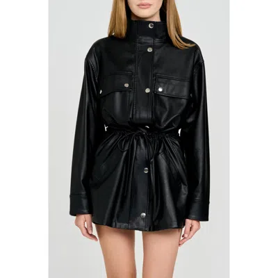 Wayf Angelina Faux Leather Jacket In Black