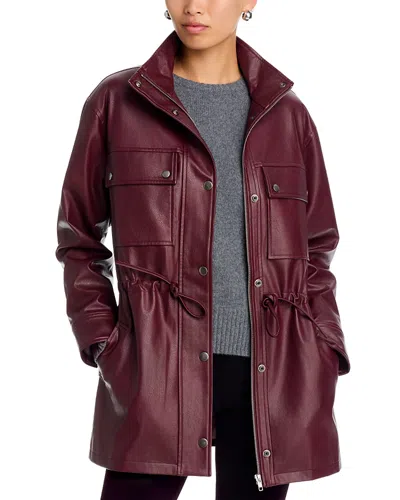 Wayf Angelina Faux Leather Jacket In Burgundy