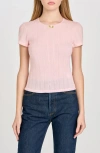 Wayf Anna Pointelle Cotton T-shirt In Ballet Pink