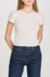 Wayf Anna Pointelle Cotton T-shirt In Ivory