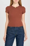 Wayf Anna Pointelle Cotton T-shirt In Redwood