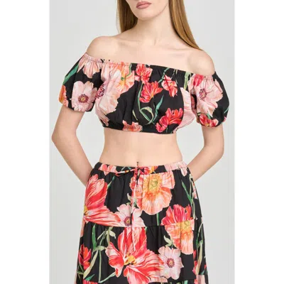 Wayf Annie Floral Off The Shoulder Crop Top In Multi