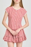 Wayf Aria Gingham Crop Button-up Top In Multi