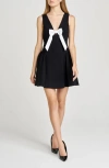 Wayf Ariana Bow Fit & Flare Minidress In Black
