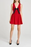 Wayf Ariana Bow Fit & Flare Minidress In Red