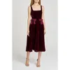 Wayf Ava Velvet Midi Dress In Purple
