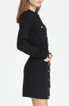 Wayf Becca Belted Long Sleeve Sweater Minidress In Black