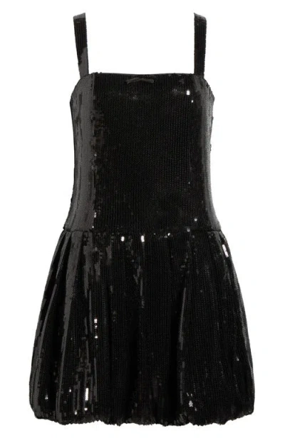 Wayf Bella Bubble Hem Sequin Cocktail Minidress In Black