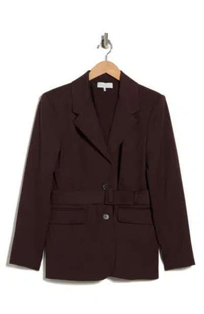 Wayf Belted Blazer In Burgundy